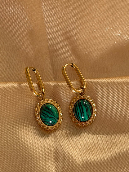 Malachite oval earrings
