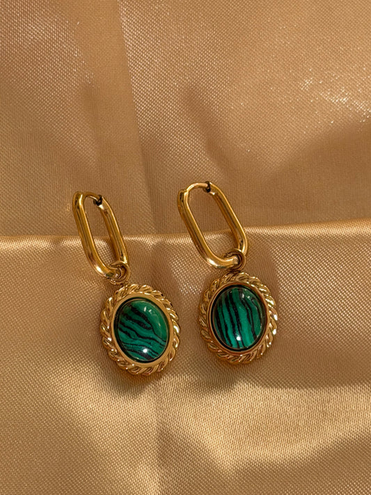 Malachite oval earrings