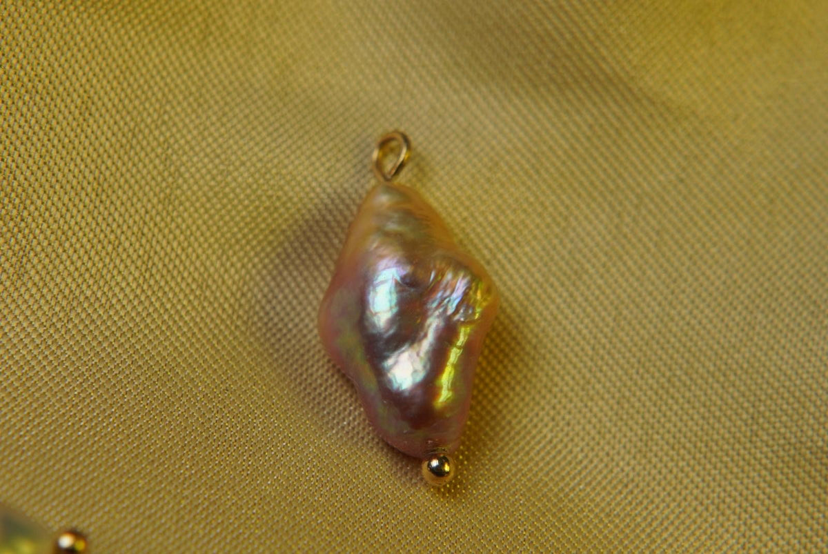 Pink boroque cross pearl charm