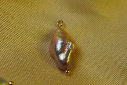 Pink boroque cross pearl charm