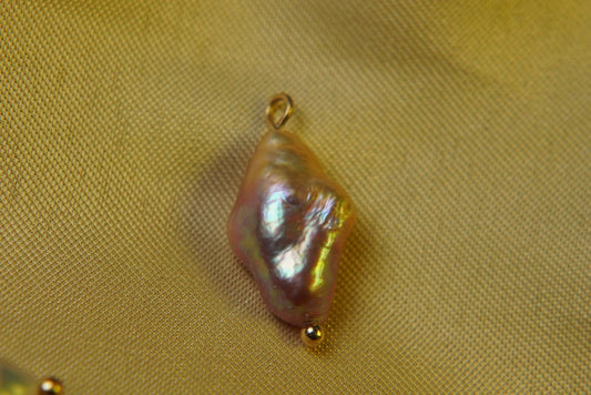 Pink boroque cross pearl charm