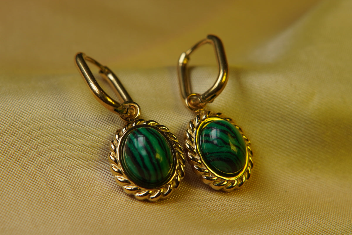Malachite oval earrings