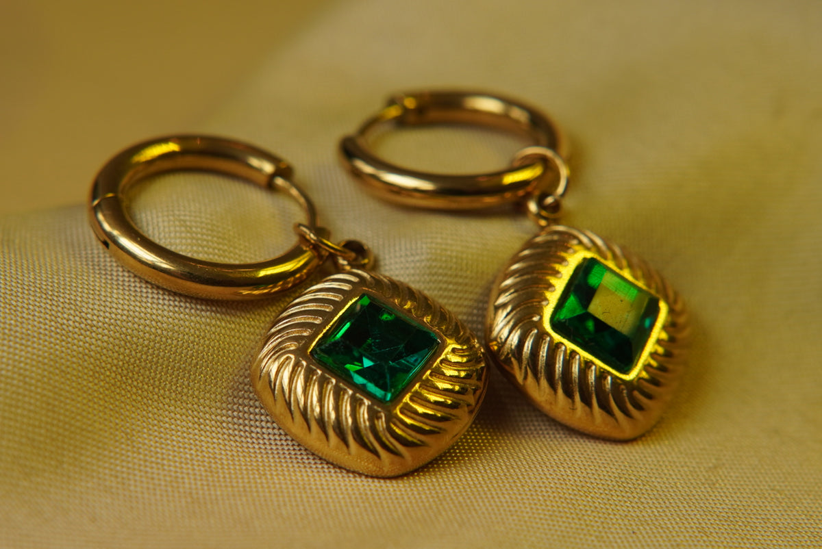 Green stone earrings