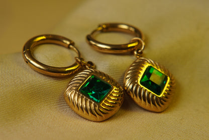 Green stone earrings