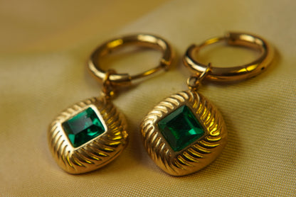 Green stone earrings