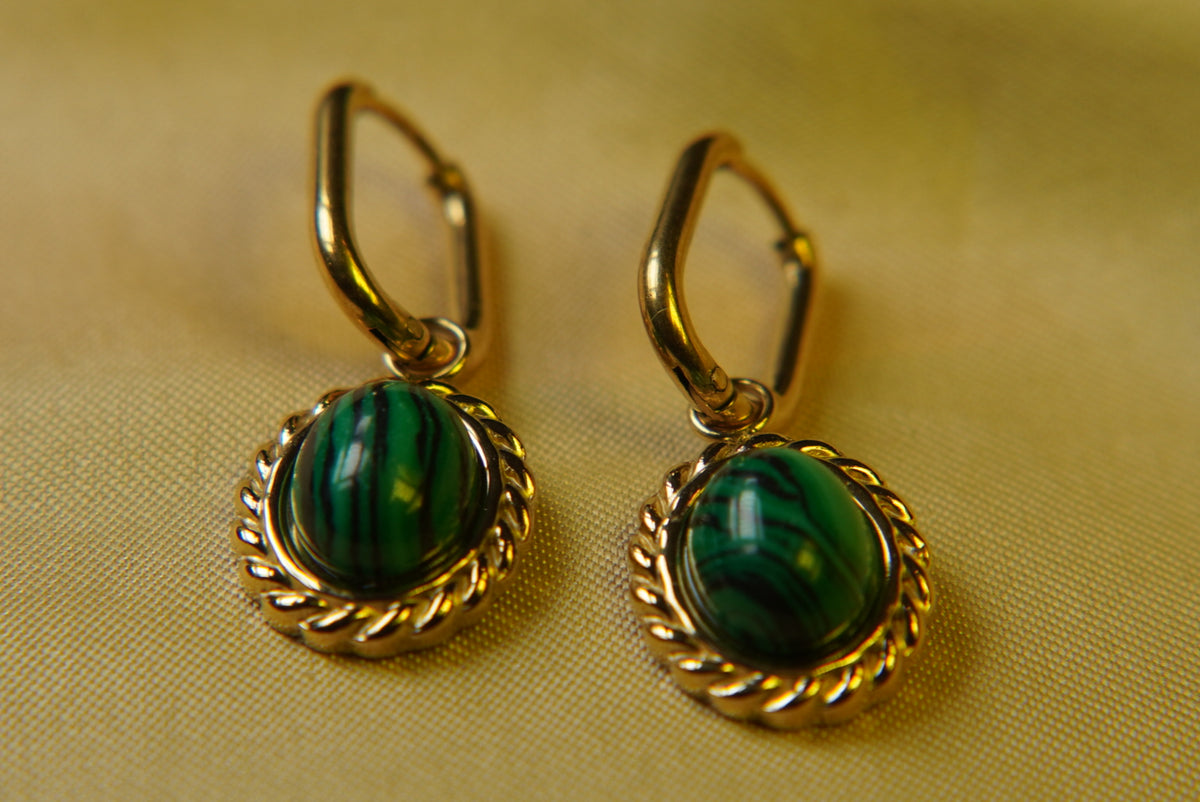 Malachite oval earrings
