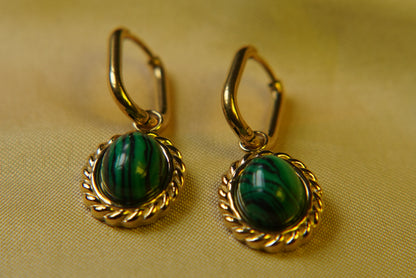 Malachite oval earrings