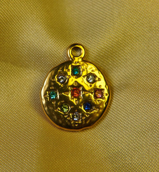 Round Multi Zircon Charm