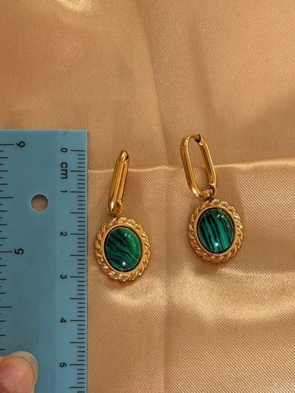 Malachite oval earrings