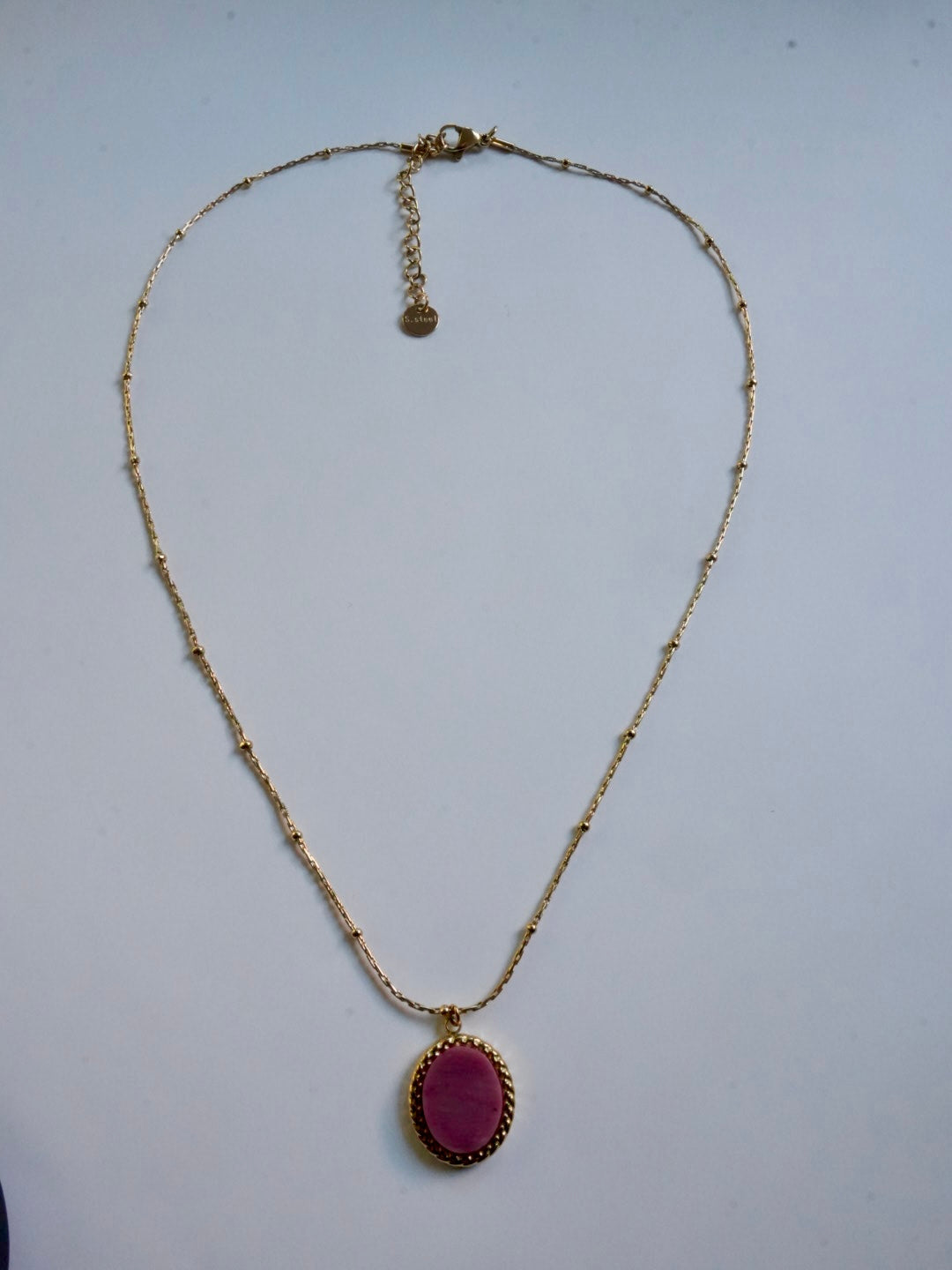 Pink natural stone necklace