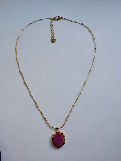 Pink natural stone necklace