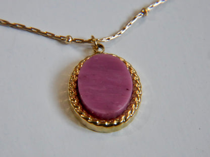 Pink natural stone necklace