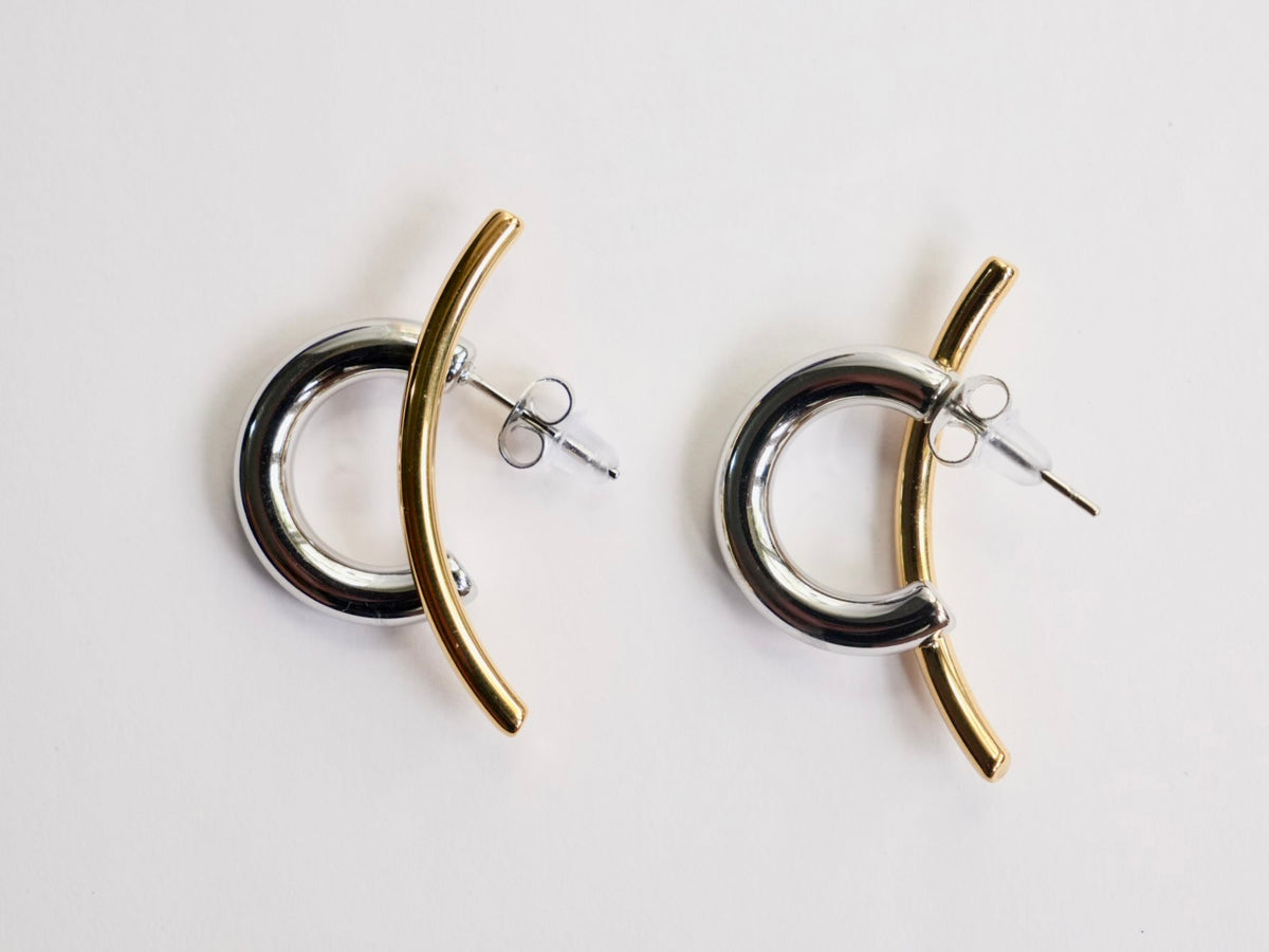 Dual tone abstract earrings