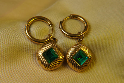 Green stone earrings